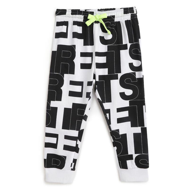Boys White Printed Joggers image number 0